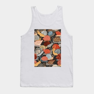 Snail Trail - repeat pattern of funny snails on dark brown Tank Top